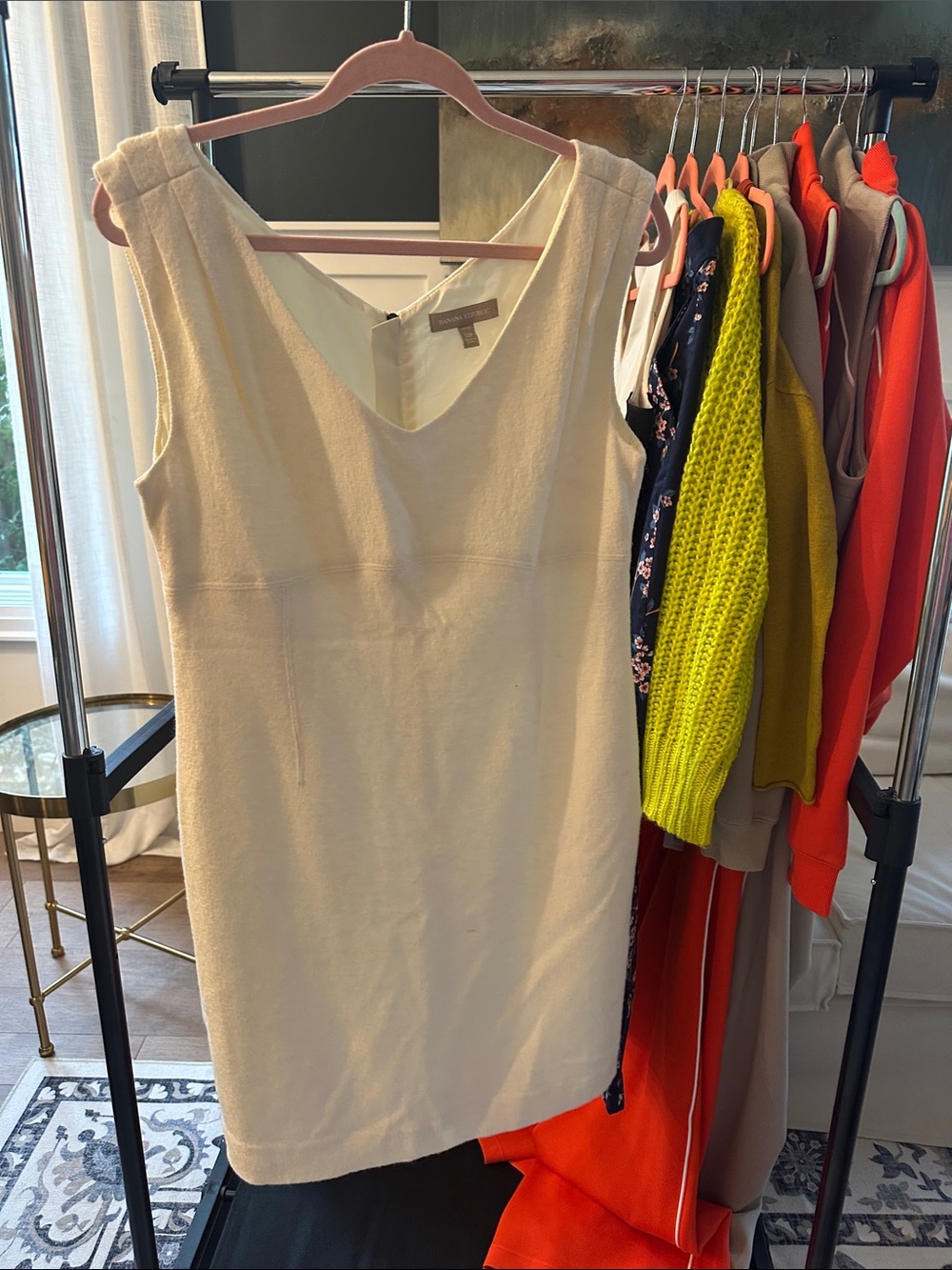 Banana Republic Cream V-Neck Sheath Dress